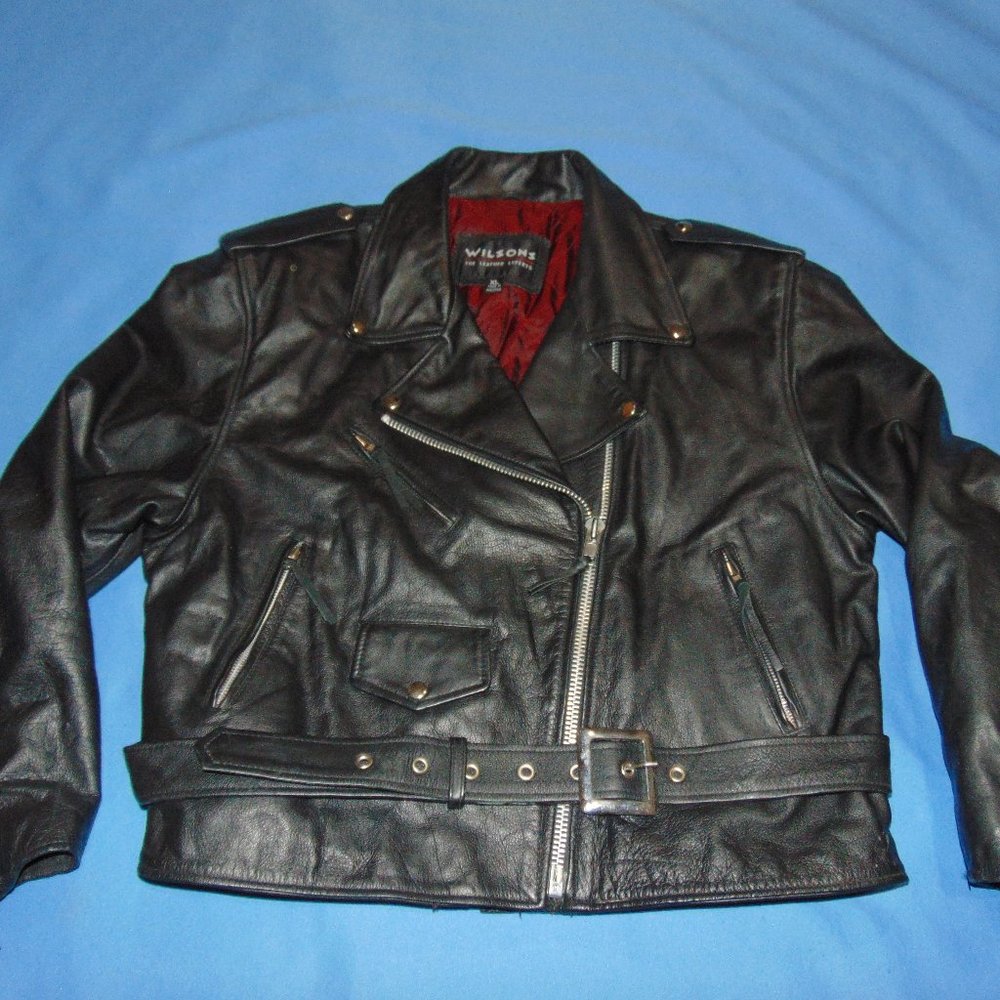 VINTAGE WILSONS LEATHER MOTORCYCLE JACKET XL